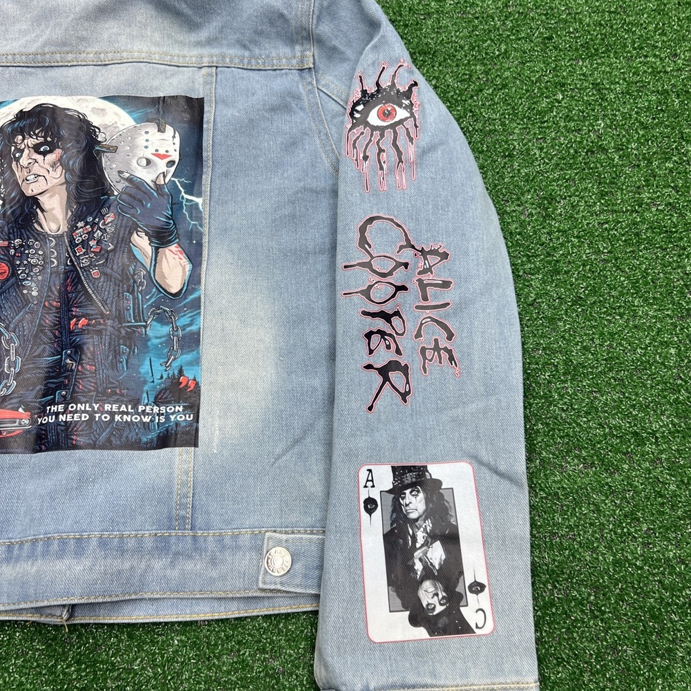 Alice Cooper Hooded Jean Denim Jacket Womens Size S Double Sided‎ See Pictures - Picture 4 of 10